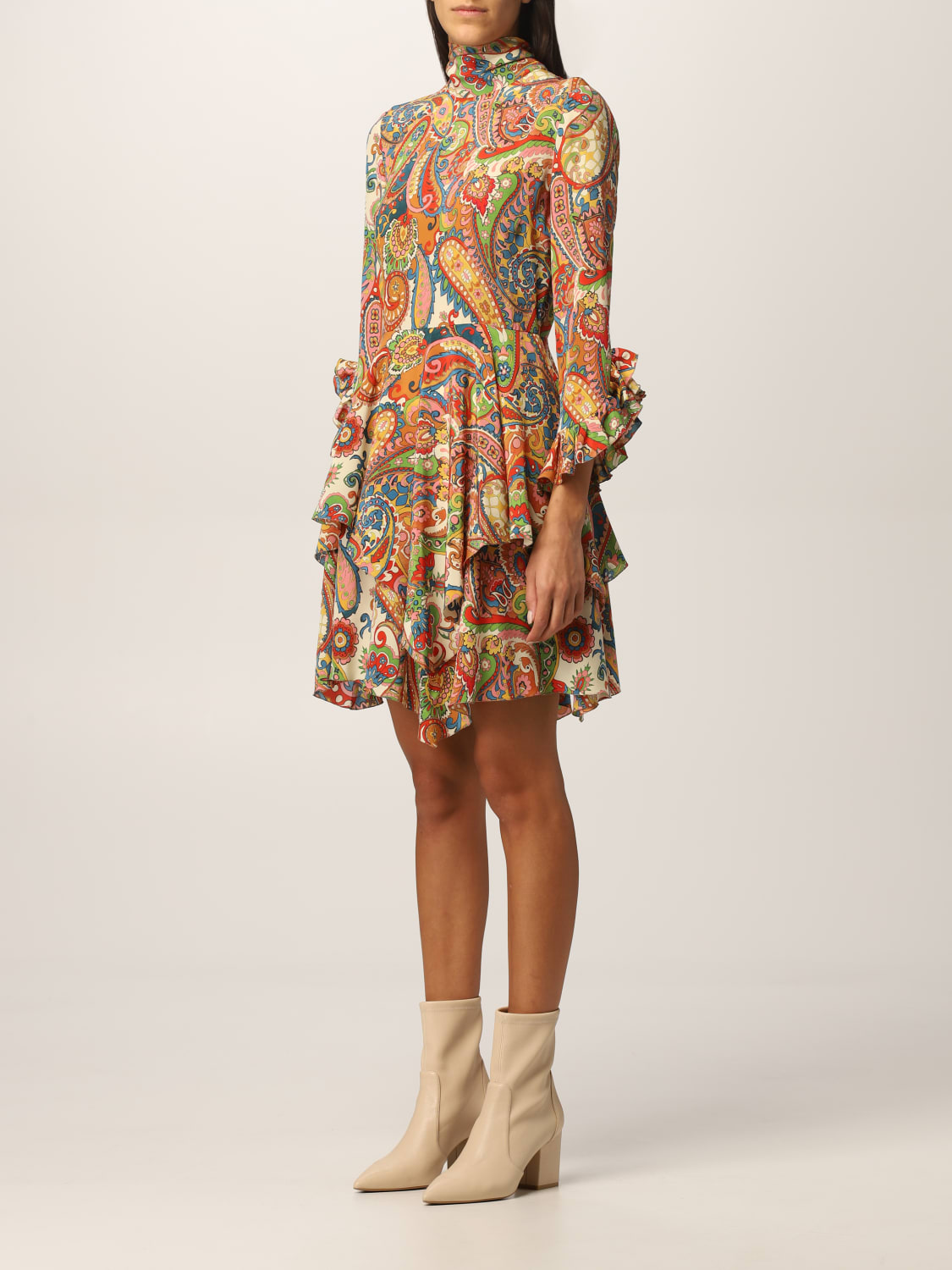 ETRO: mini dress in paisley silk - Multicolor | Etro dress