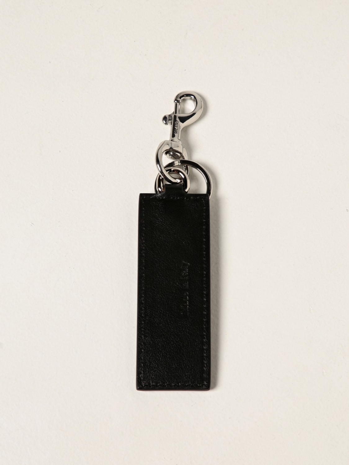 Saint Laurent Logo Leather Key Chain In Black