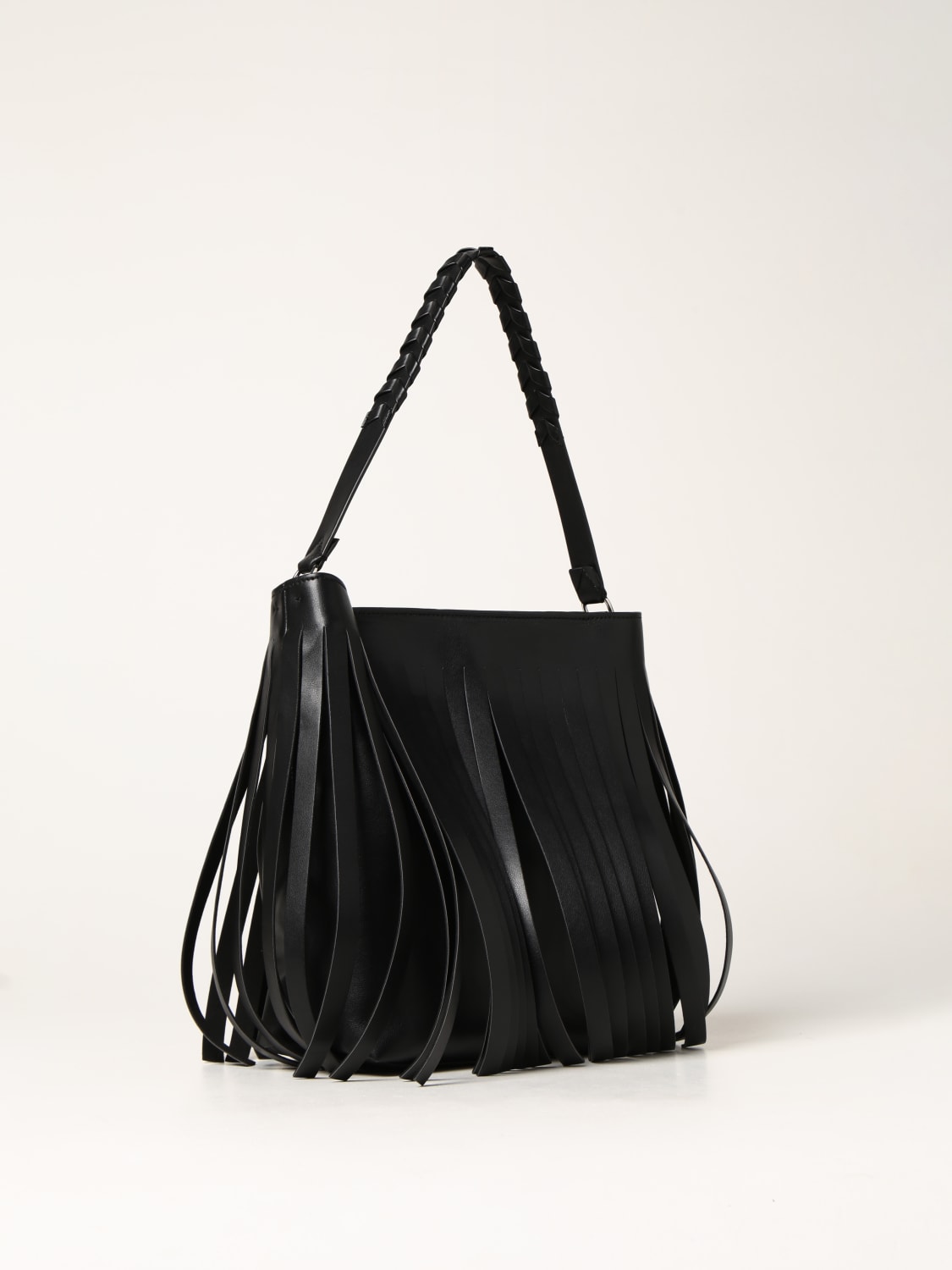 Karl Lagerfeld Outlet: bag in synthetic leather with fringes - Black