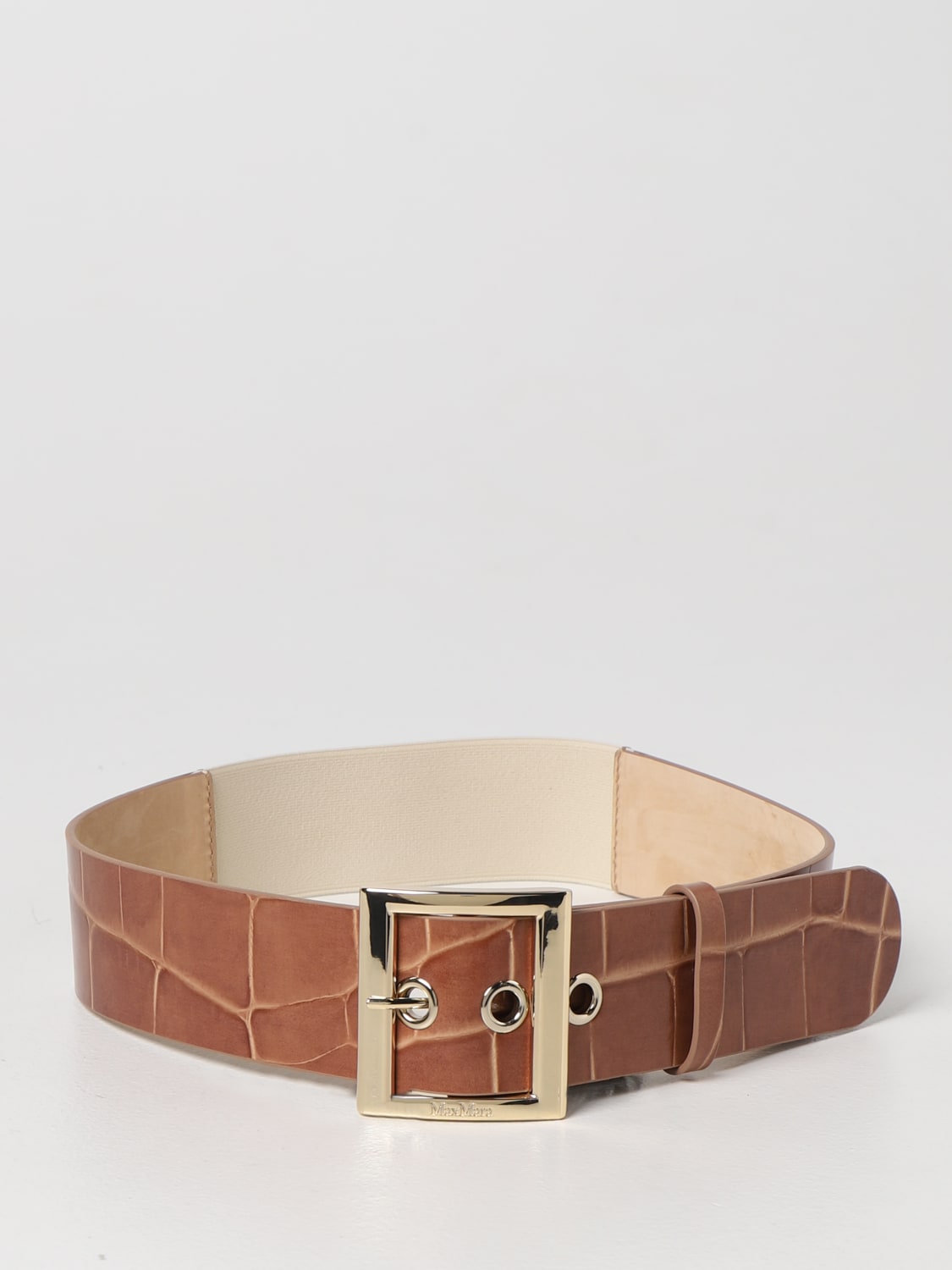 Max Mara Croco-Print Leather Belt