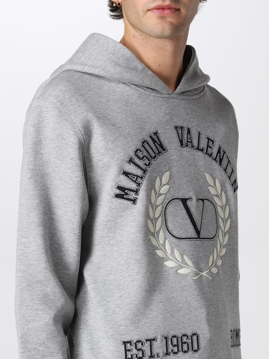 Valentino Outlet: hoodie with - Grey | Valentino sweatshirt 1V3MF22U8MG online at GIGLIO.COM