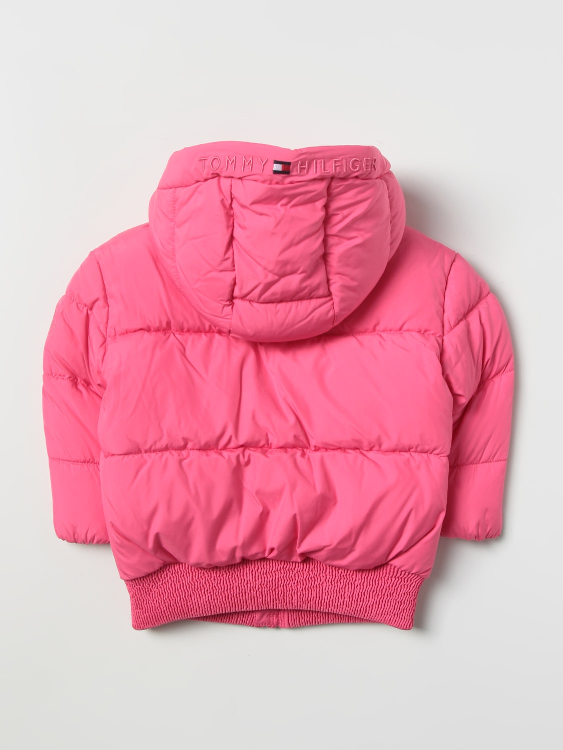 Tommy Hilfiger Outlet: down jacket with hood - Pink | Hilfiger jacket KG0KG06689 online on GIGLIO.COM