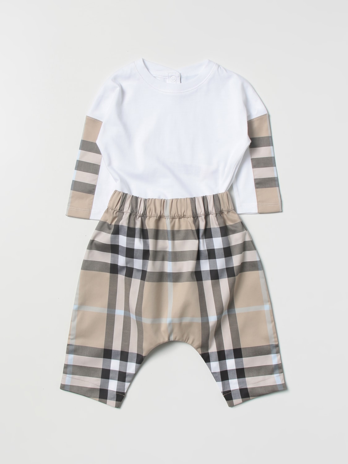 Burberry Outlet: jumpsuit for baby - White | Burberry 8054268 online on GIGLIO.COM