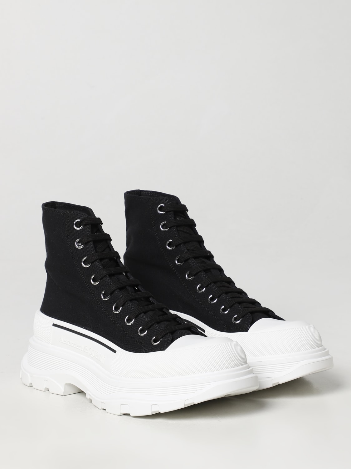 Alexander McQueen Tread Slick Lace Up Boot Black White