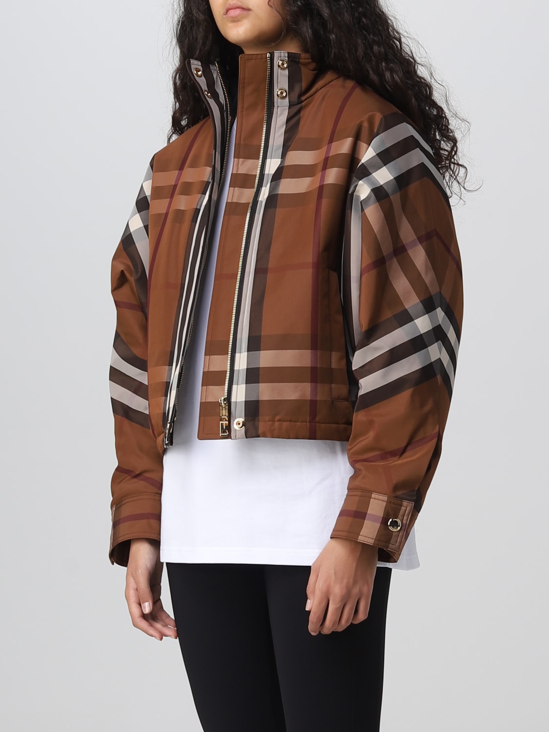 BURBERRY: jacket in nylon - Brown | Burberry jacket online on GIGLIO.COM