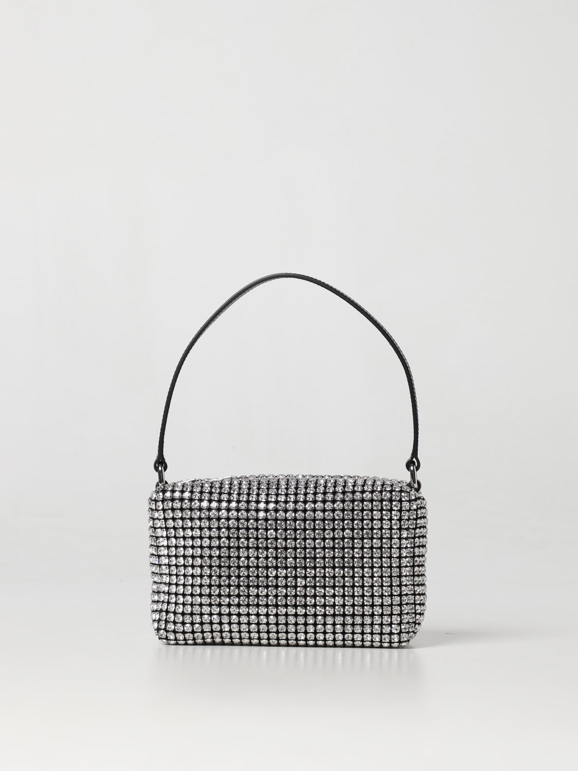 ALEXANDER WANG: Wangloc bag in leather and crystals - Silver ...