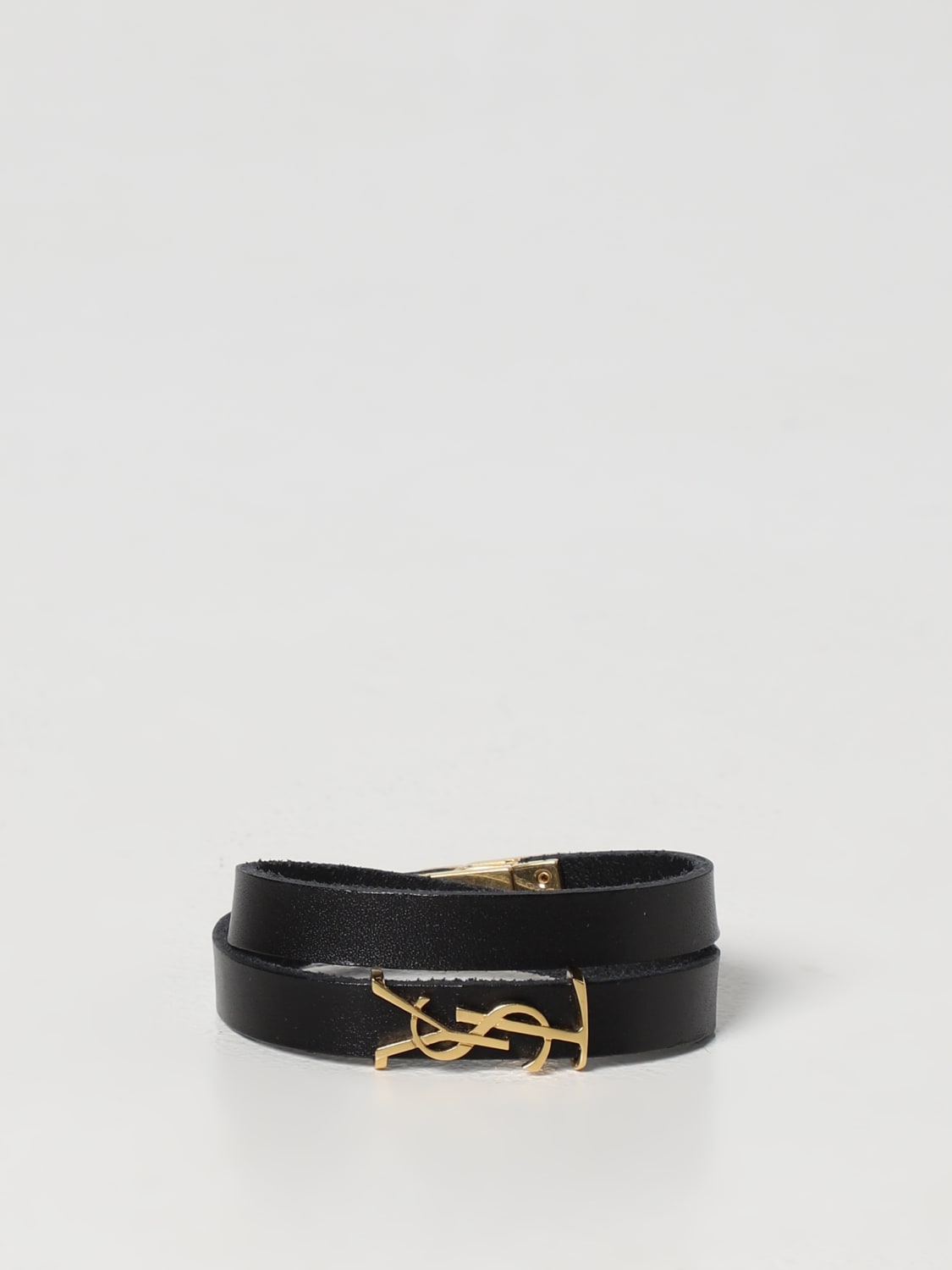 SAINT LAURENT: Opyum leather bracelet - Black