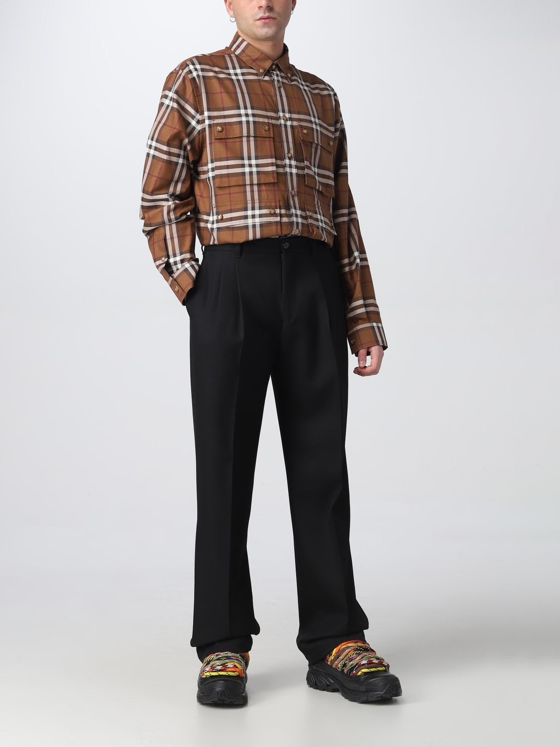 BURBERRY: wool twill trousers - Black