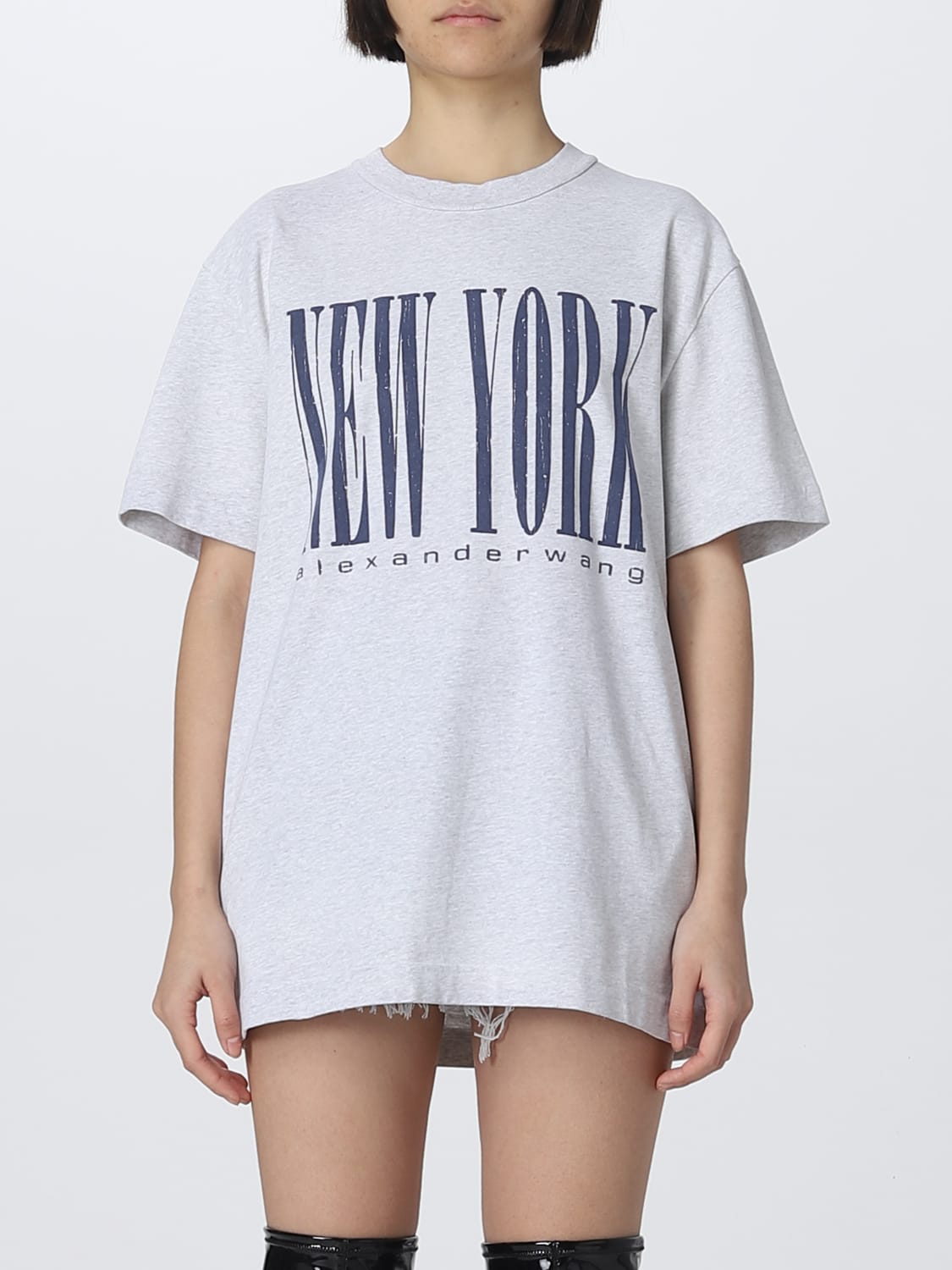 ALEXANDER WANG: cotton T-shirt - Grey | Alexander Wang t-shirt UCC1231599 on