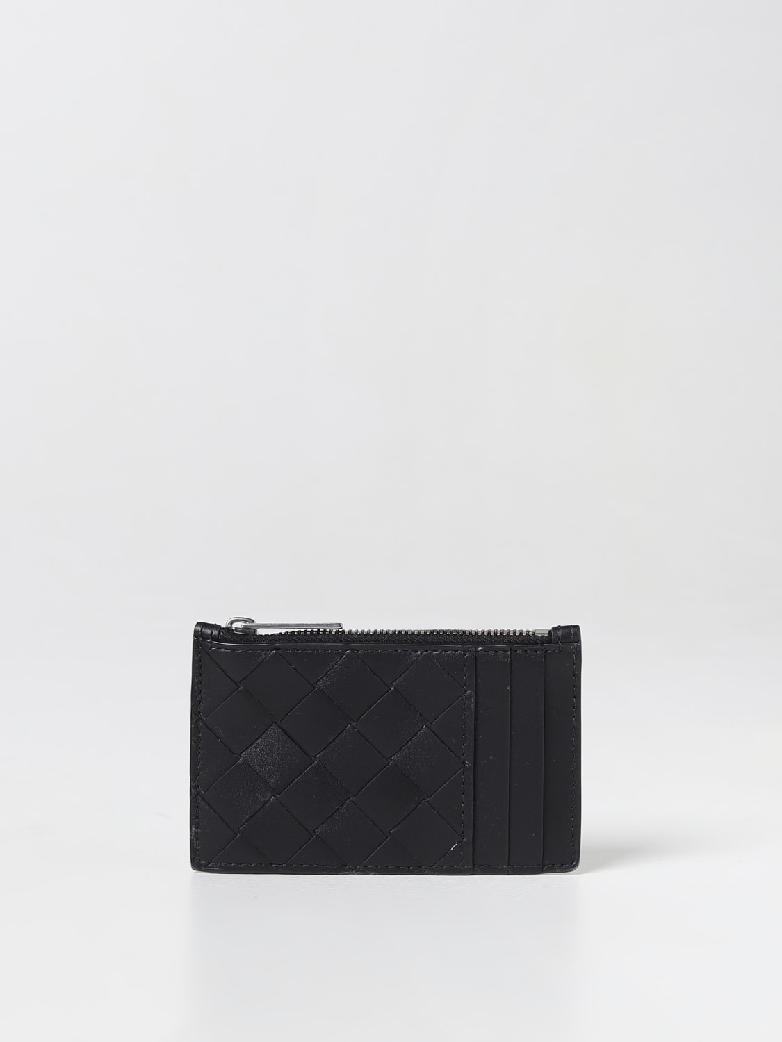 BOTTEGA VENETA: leather credit card holder - Black | Bottega Veneta ...