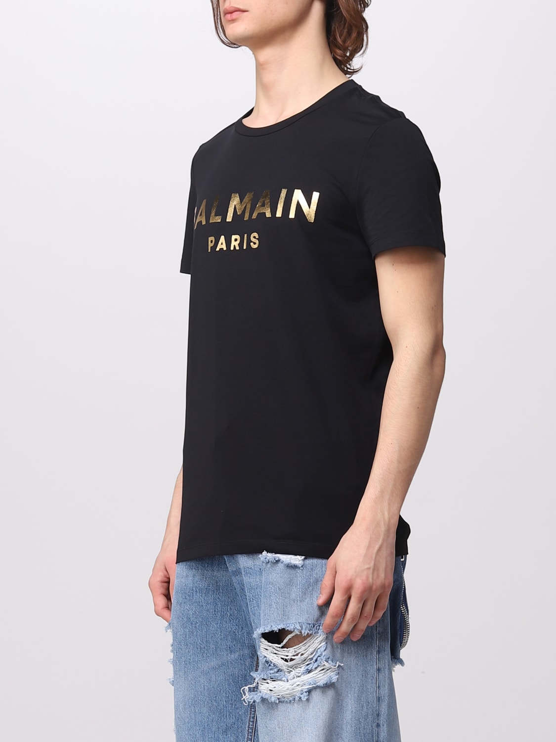 cotton t-shirt - Black 1 | Balmain t-shirt YH1EF000BB29 online on GIGLIO.COM