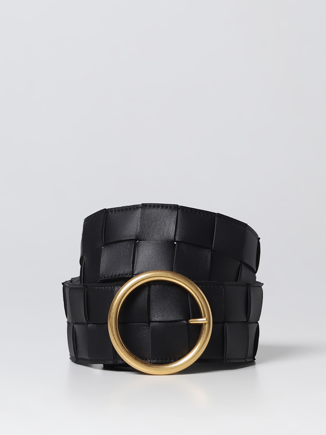 Leather Belt in Black - Bottega Veneta