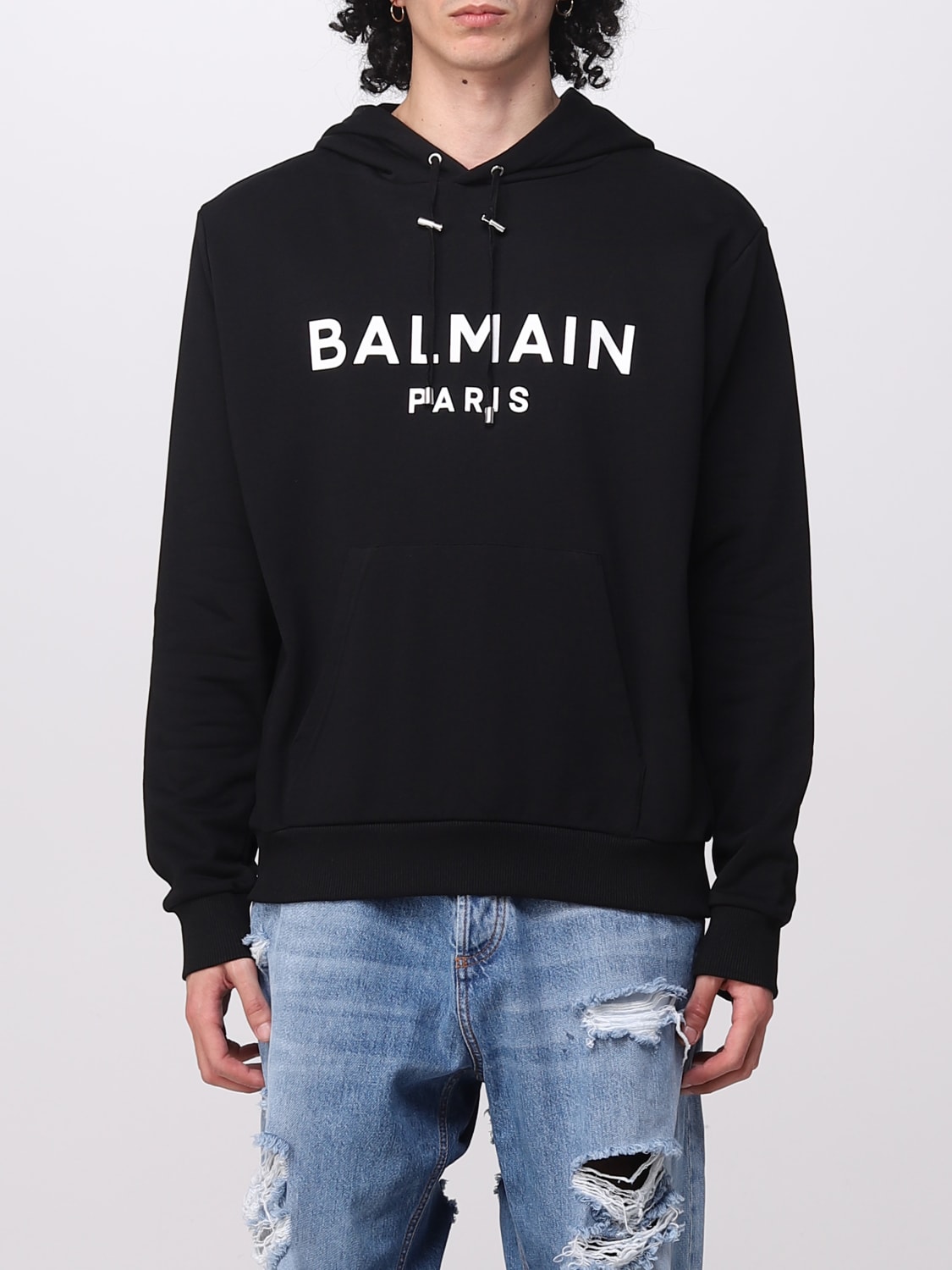 spørge fløjte Gør det tungt BALMAIN: cotton sweatshirt - Black | Balmain sweatshirt YH1JR002BB65 online  on GIGLIO.COM