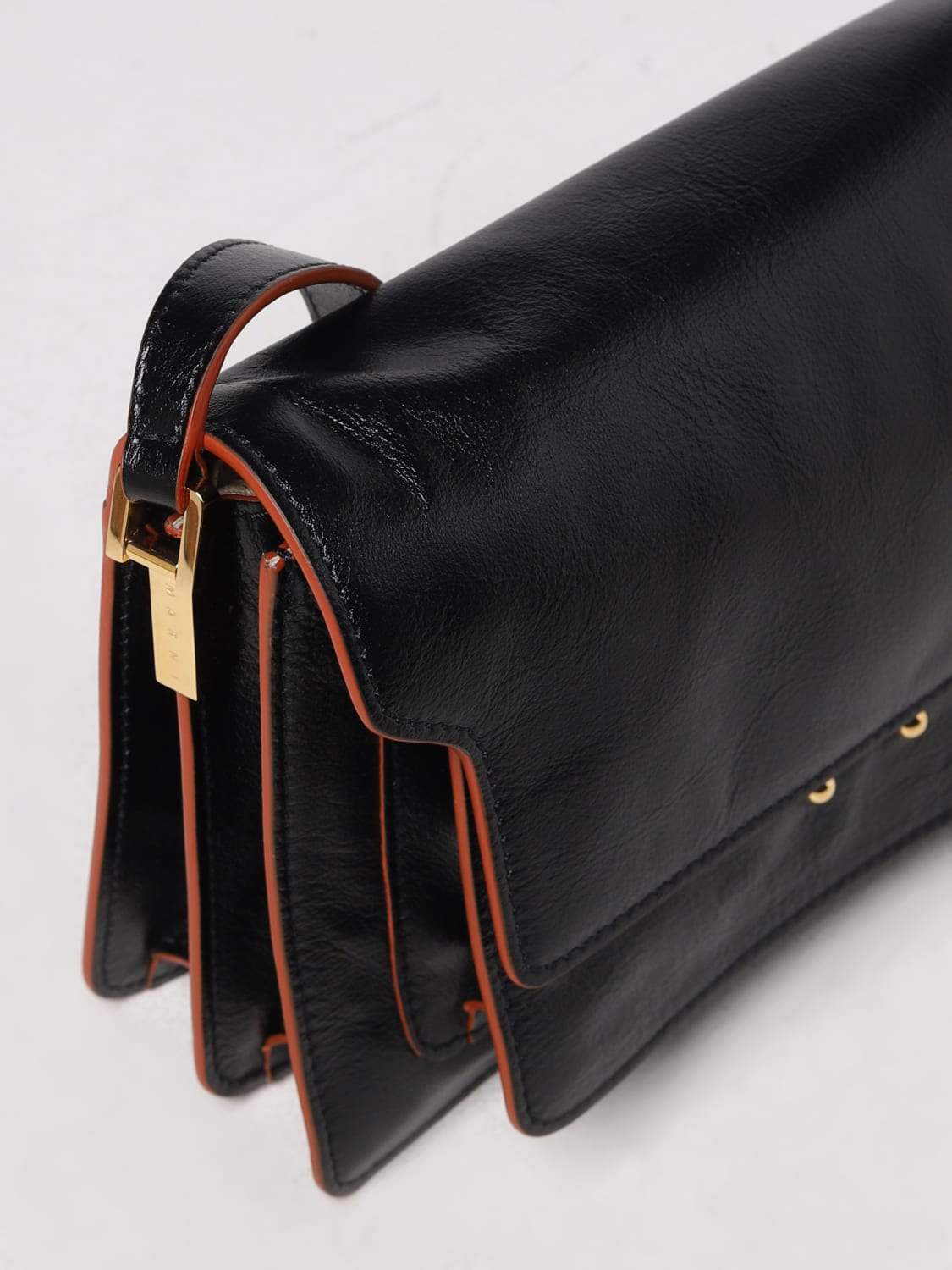 Black Trunk leather shoulder bag, Marni