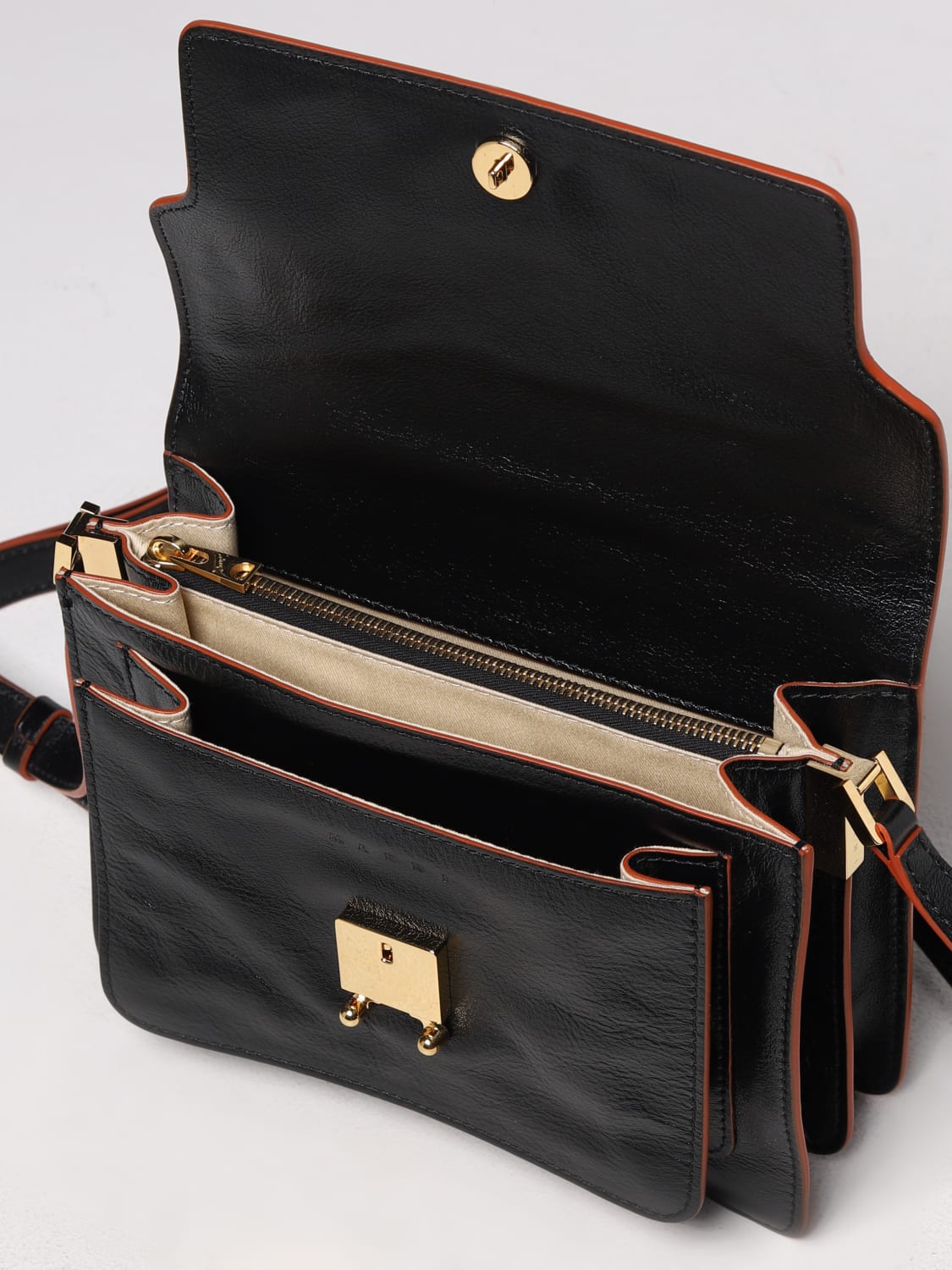 Trunk Medium Leather Shoulder Bag in Brown - Marni