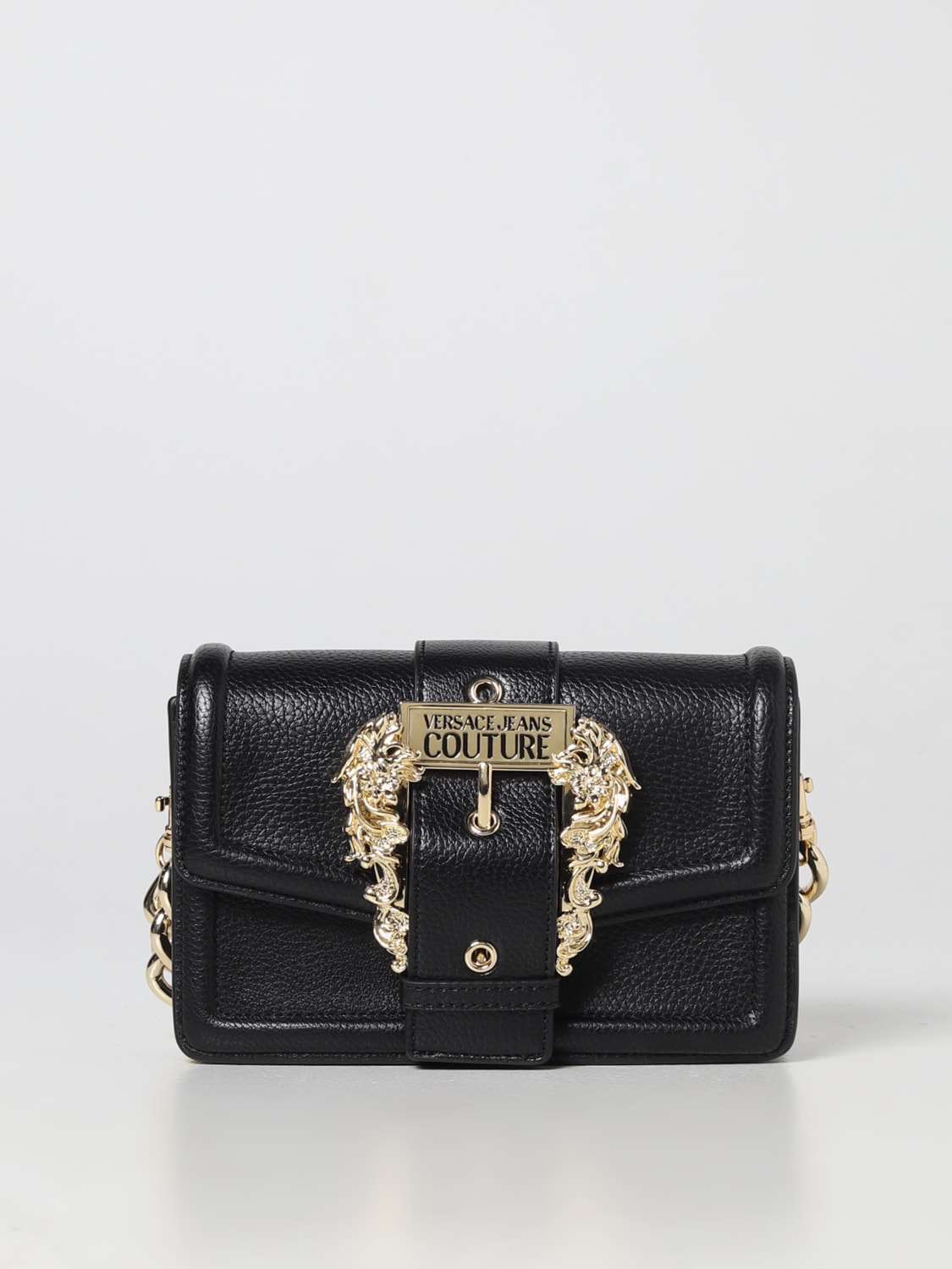 VERSACE COUTURE: bag in grained leather - Black | Versace Jeans Couture mini bag 74VA4BFCZS413 online on GIGLIO.COM