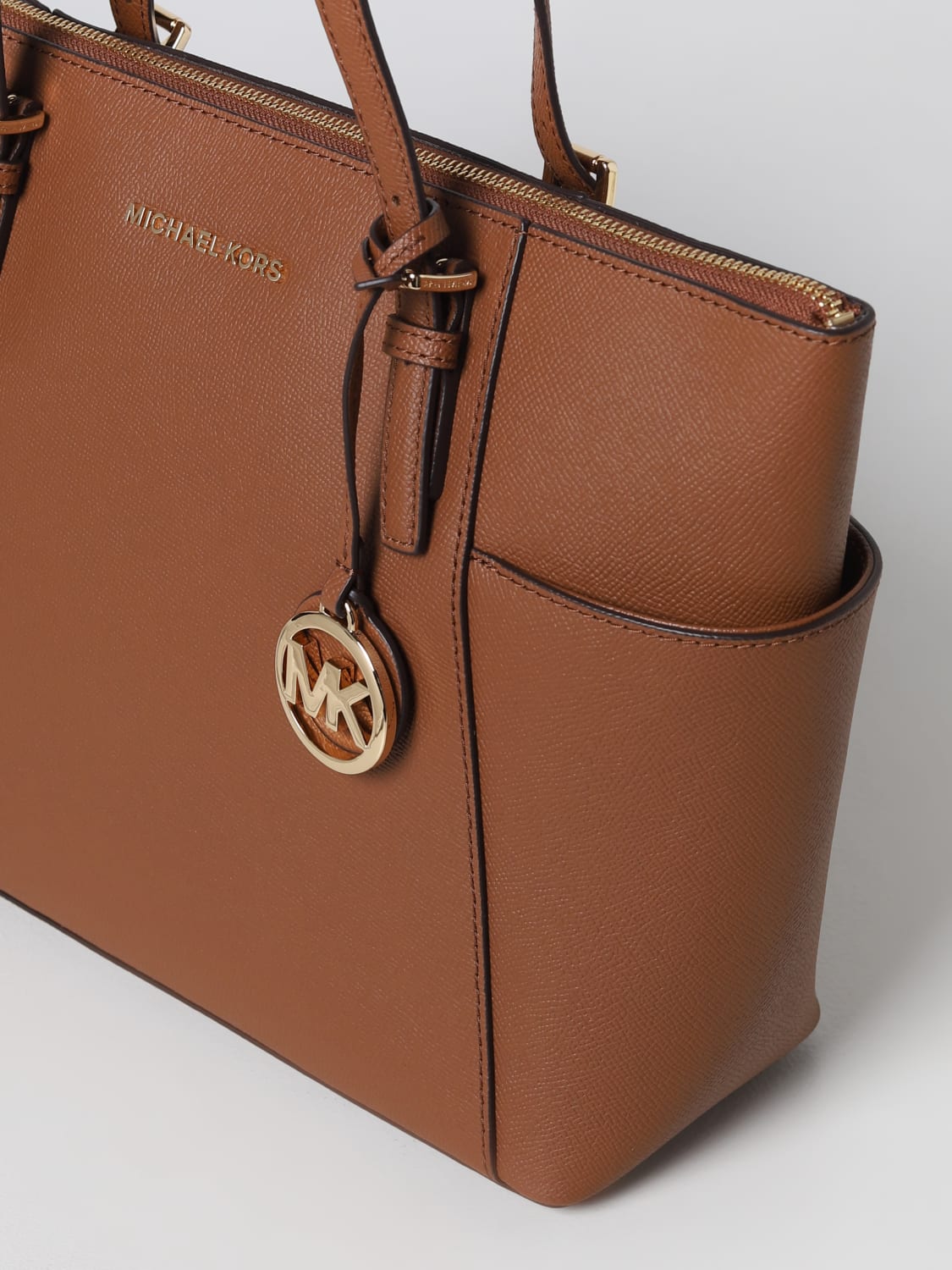 MICHAEL Michael Jet Set Bag in grained leather - Brown Michael Kors tote bags 30F2GTTT8L online on GIGLIO.COM