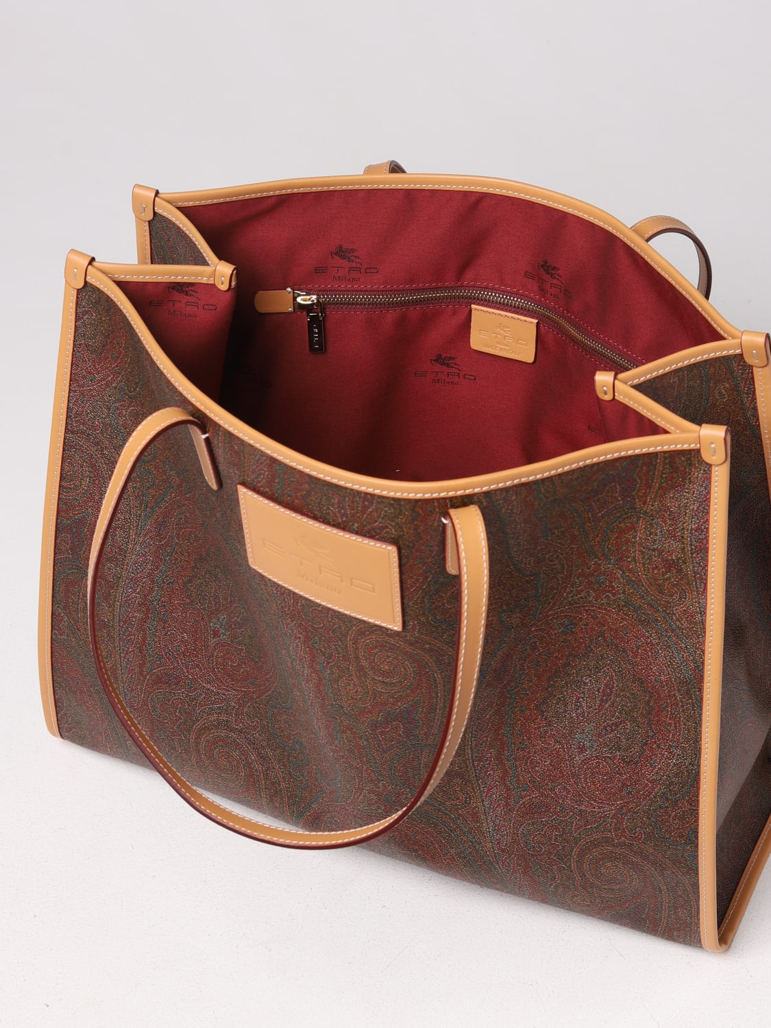 Etro Multicolor Paisley Coated Canvas and Leather Shoulder Bag Etro