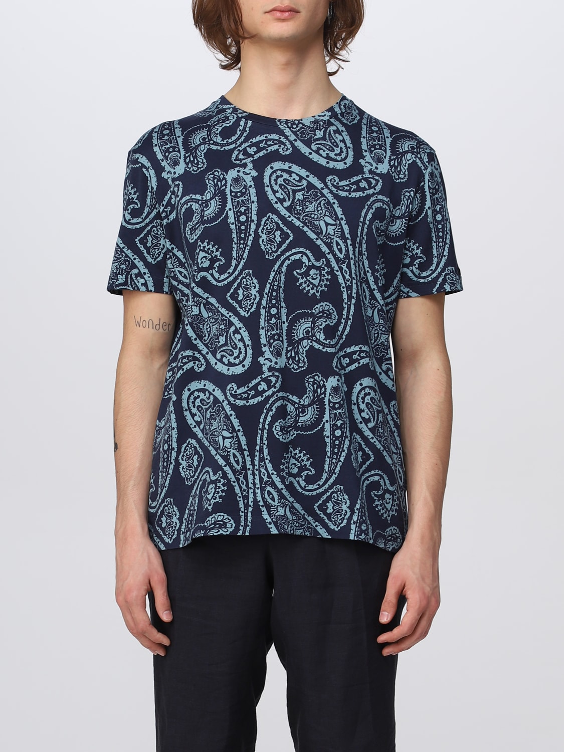 ETRO: with Paisley print - Blue Etro t-shirt 1Y0209461 online on