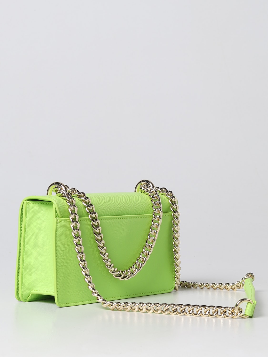 VERSACE JEANS COUTURE: bag in saffiano synthetic leather - Acid Green ...