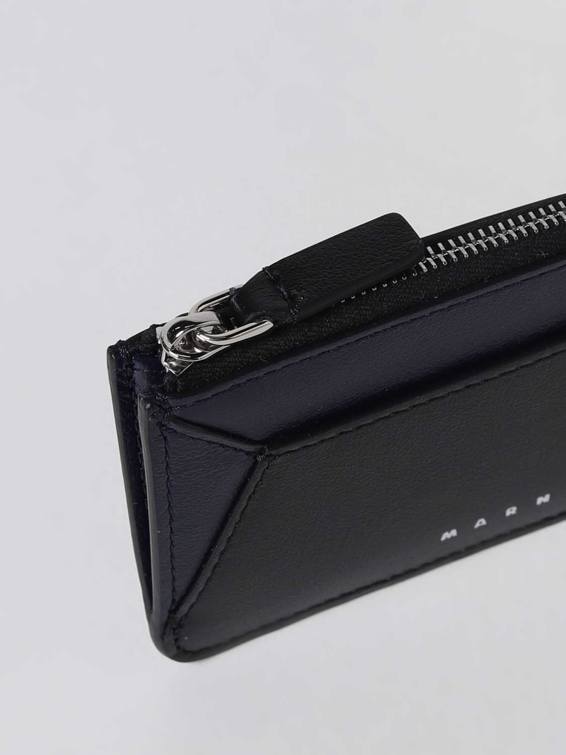 MARNI: card holder in leather - Navy | Marni wallet