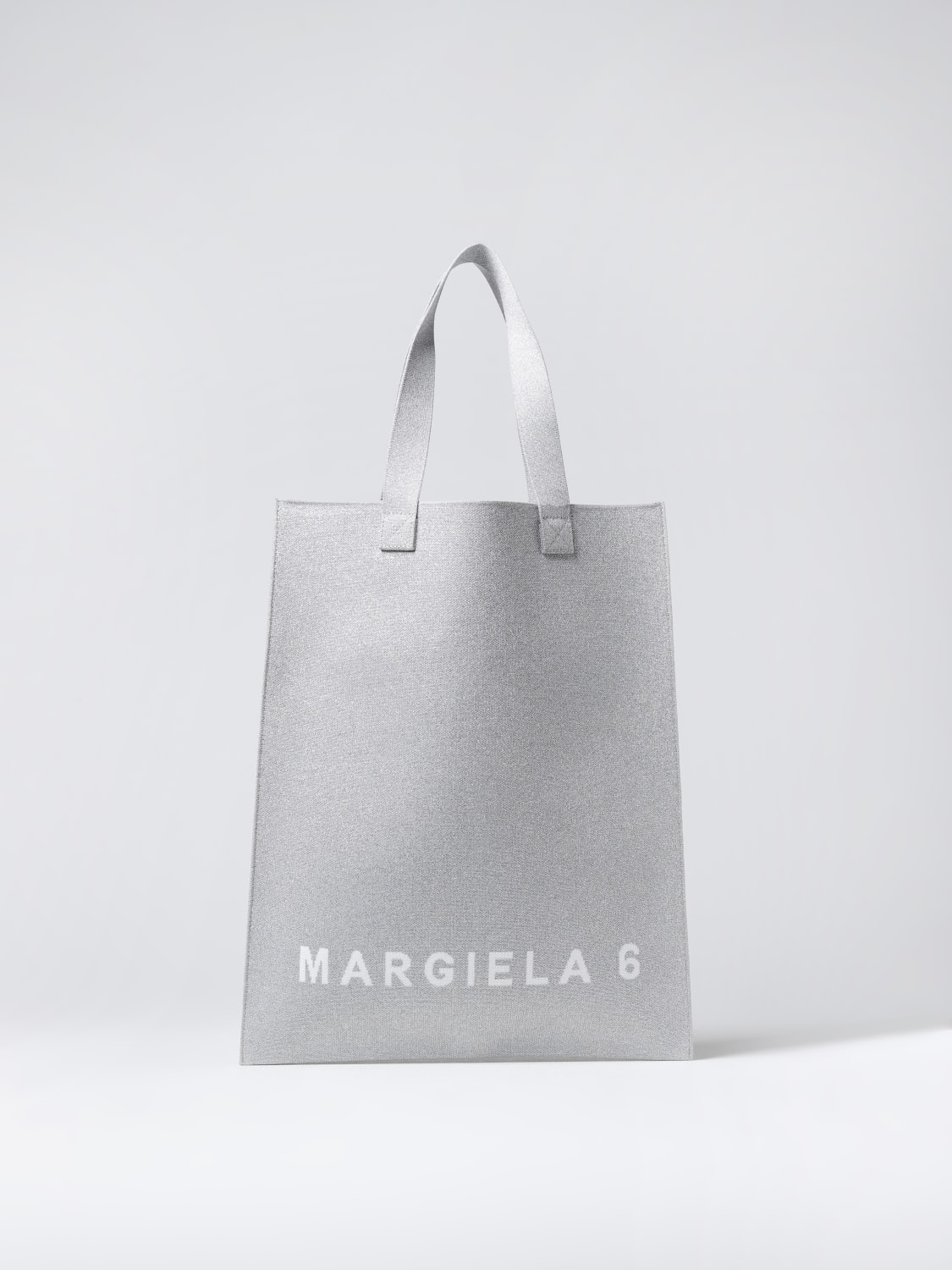 MM6 Maison Martin Margiela Silver Mirror Eco-Leather Market Bag at FORZIERI
