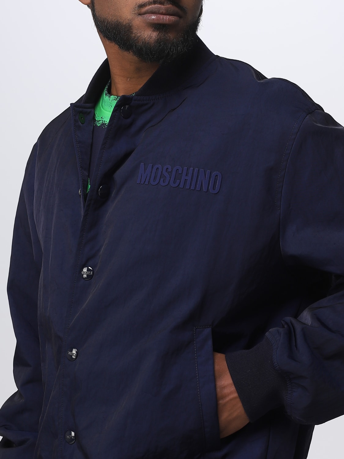 Giacca Moschino Couture: Bomber Moschino Couture in nylon blue 2