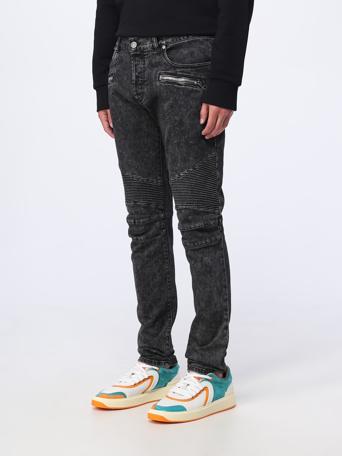 sko støvle miles BALMAIN: jeans for man - Black | Balmain jeans AH1MG005DB67 online on  GIGLIO.COM