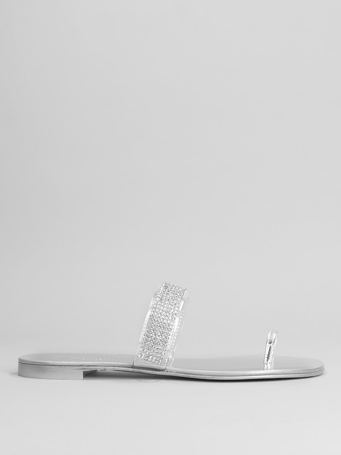 GIUSEPPE ZANOTTI: flat for woman - Silver | Giuseppe Zanotti flat sandals E300011 online on GIGLIO.COM