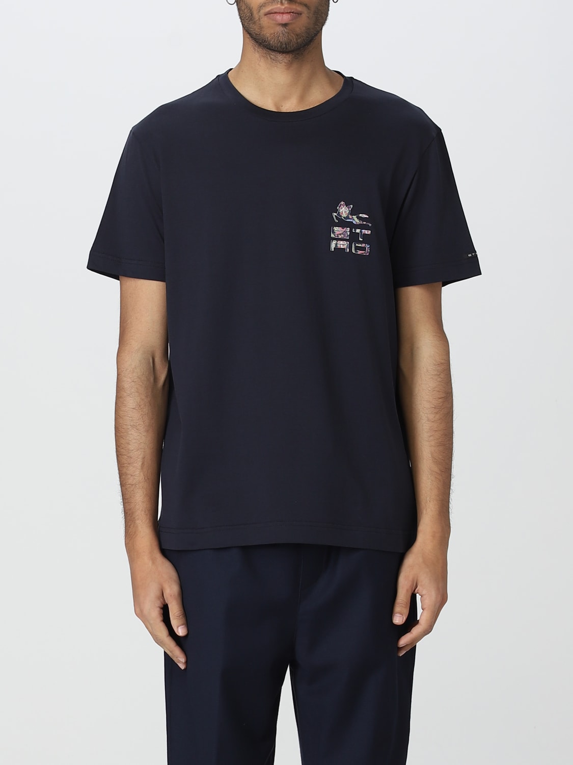 ETRO: T-shirt in cotton - Blue | Etro t-shirt 1Y0209509 online on ...