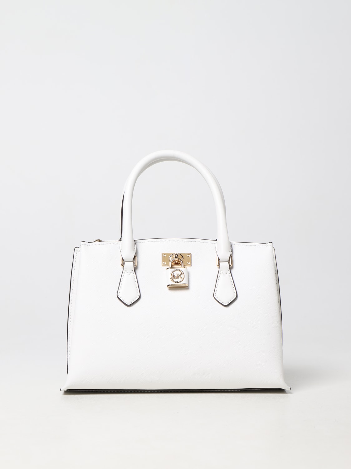 Michael Kors Outlet: Michael bag in grained leather - White