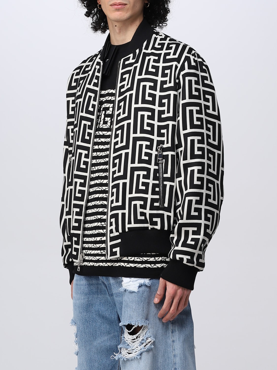 BALMAIN: wool jacket - Black | Balmain jacket AH1TF064WB66 online at GIGLIO.COM