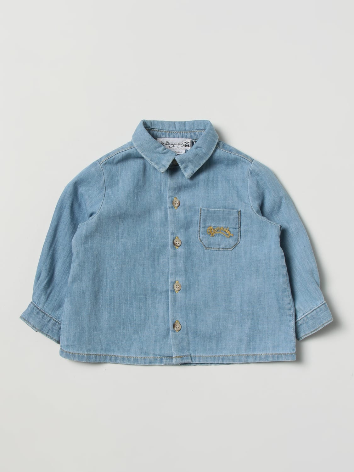 BONPOINT: shirt for baby - Gnawed Blue | Bonpoint shirt