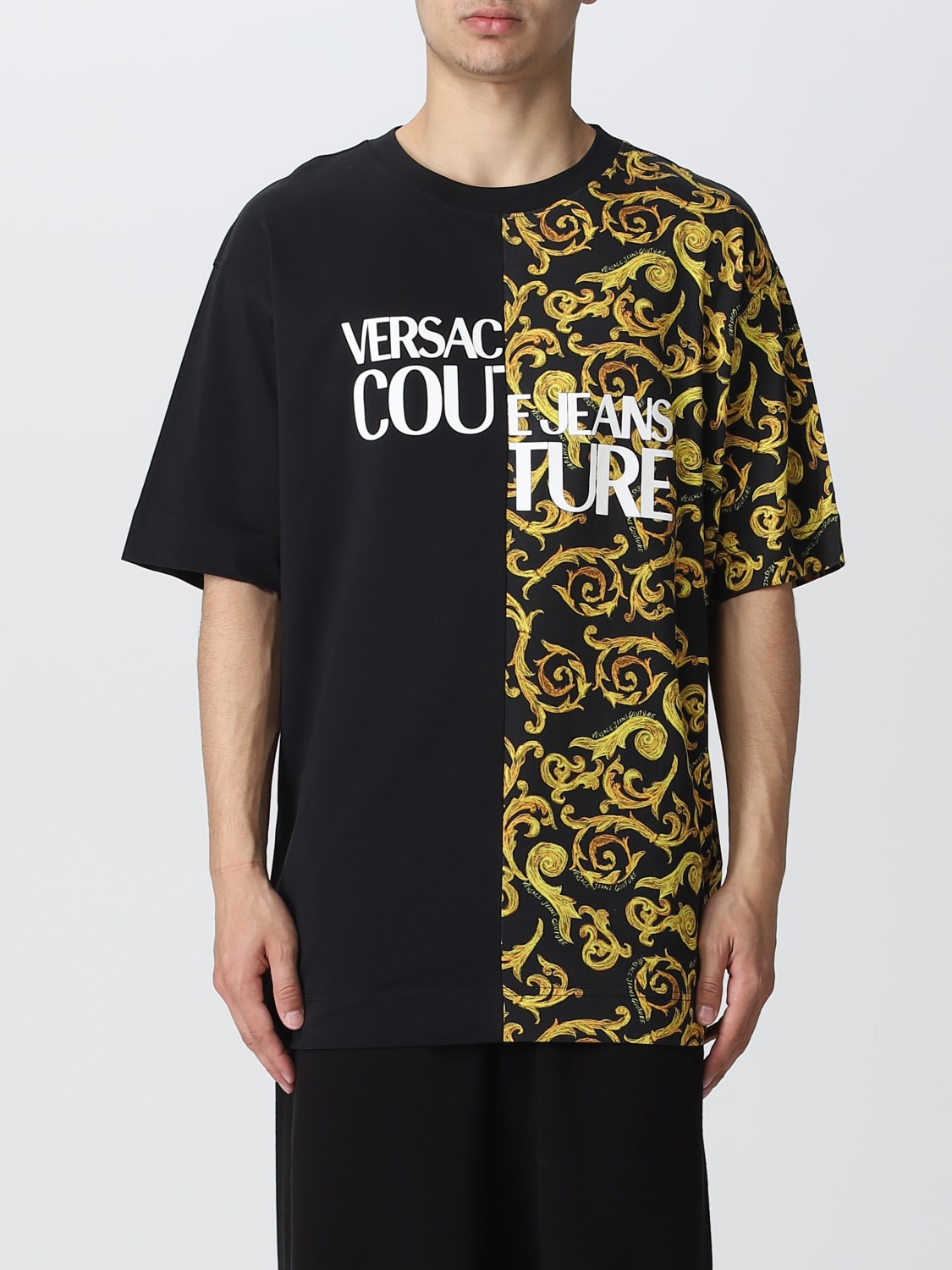 VERSACE JEANS COUTURE Tシャツ バロック ブラック www.krzysztofbialy.com