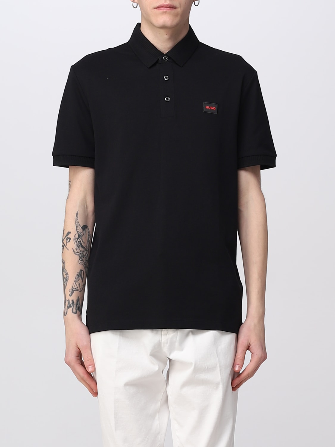 HUGO: polo shirt for man - Black | Hugo polo shirt 50490770 online on ...