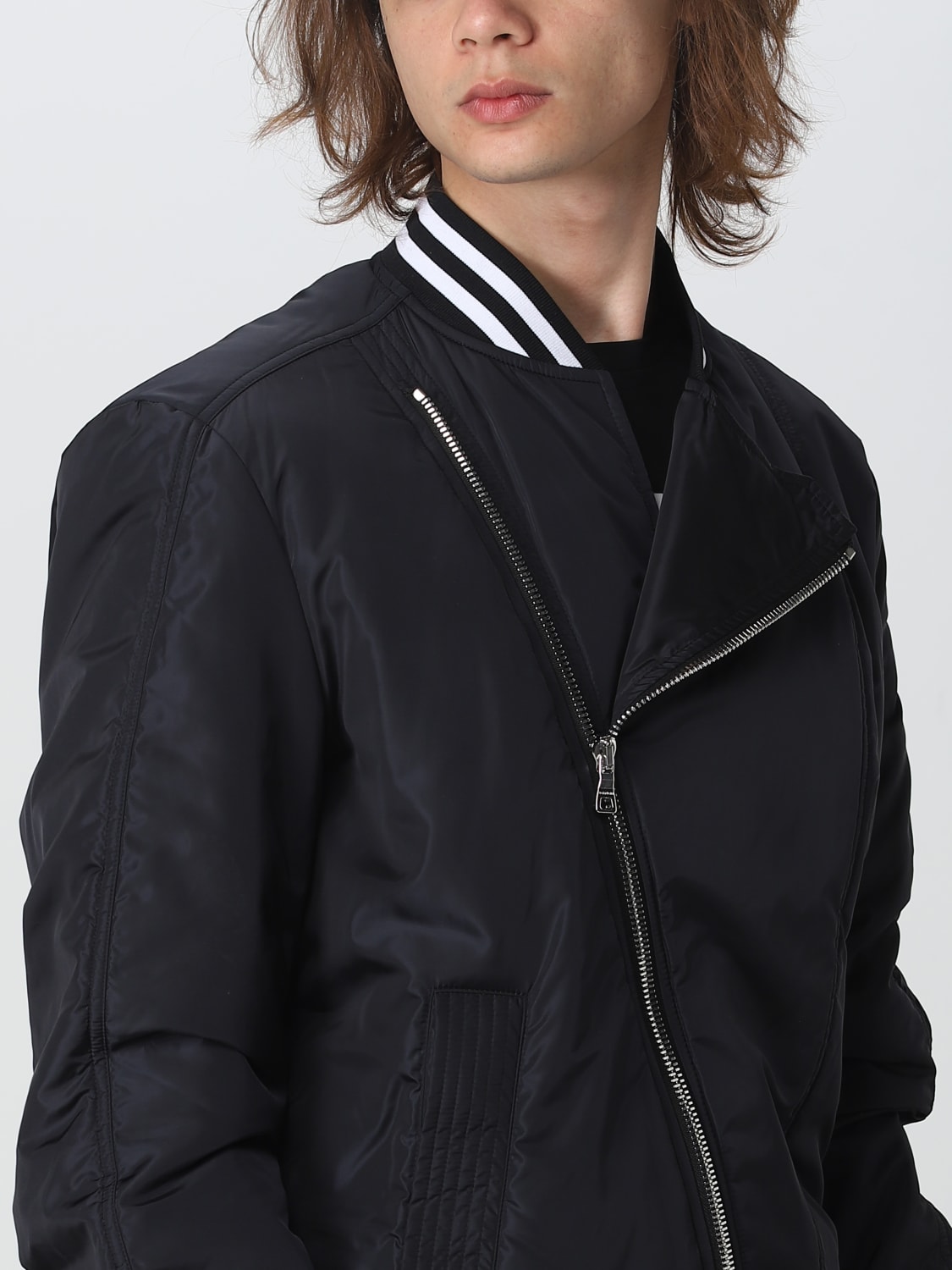 BALMAIN: bomber nylon jacket - Black jacket AH1TF086XE21 online GIGLIO.COM