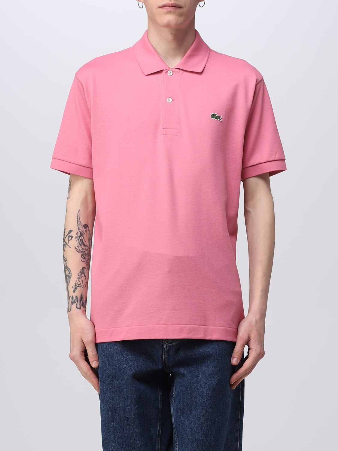 LACOSTE: polo shirt for man - Pink polo AB1212 online at GIGLIO.COM