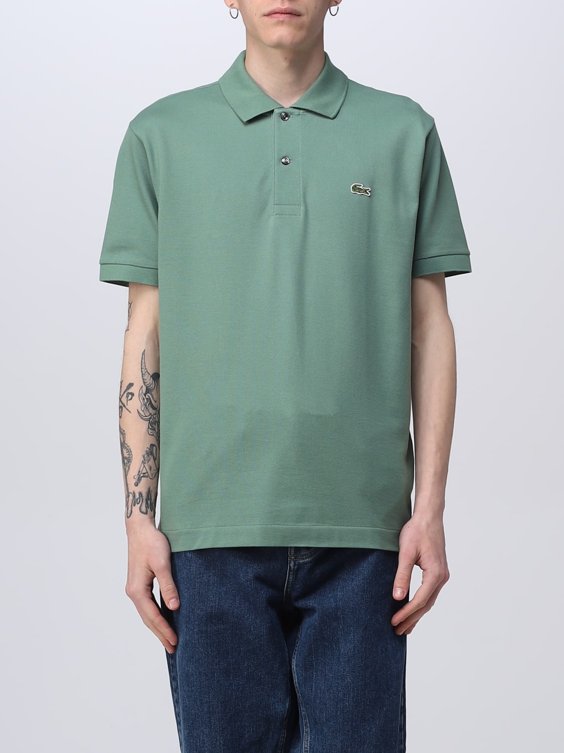 Outlet: polo shirt for man Forest Green Lacoste polo shirt AB1212 online at GIGLIO.COM