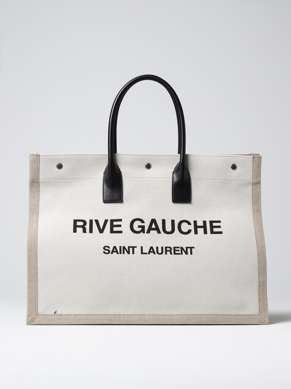 SAINT LAURENT: Rive Gauche recycled canvas with logo bag - Grey