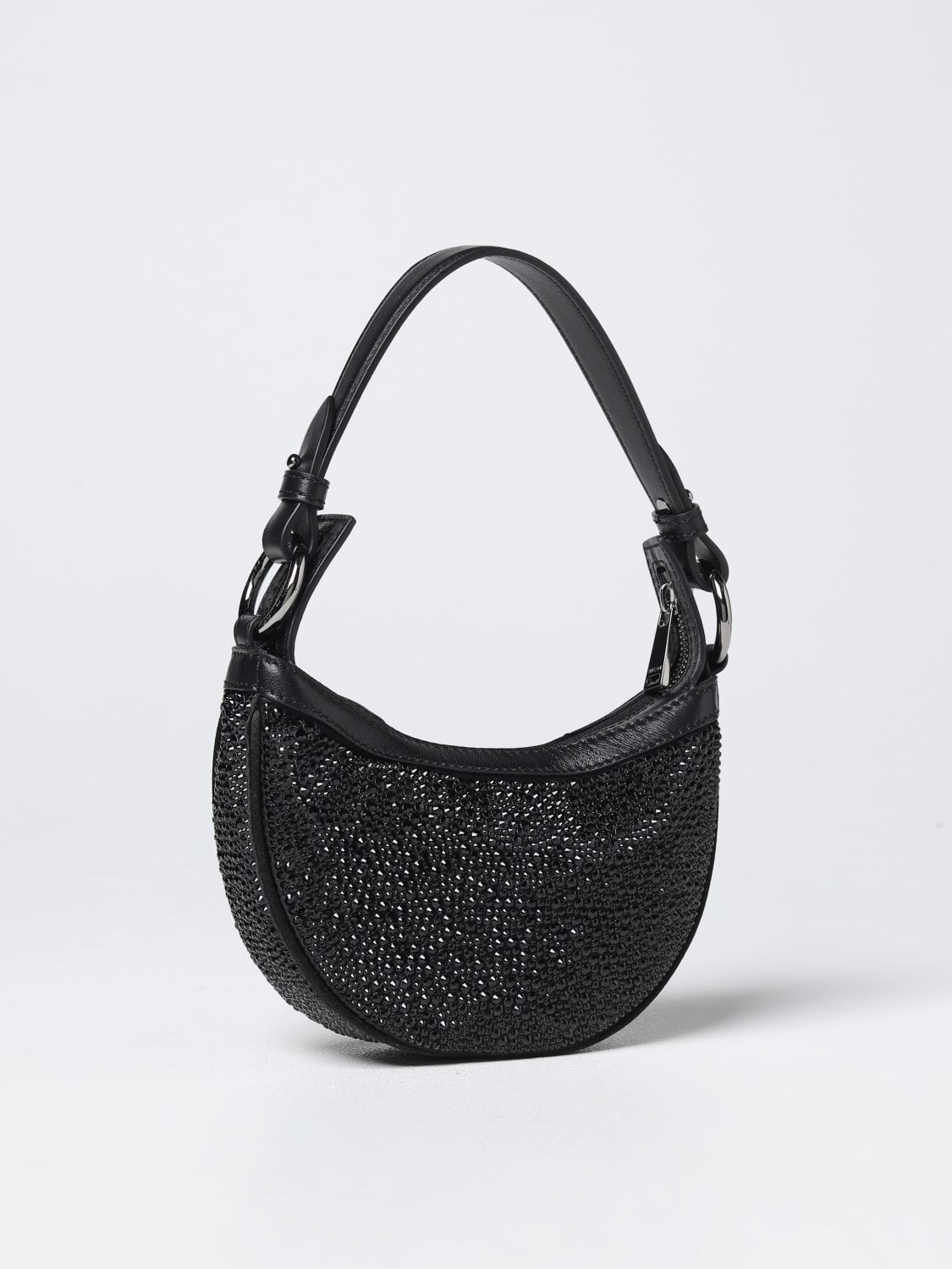 Versace Outlet Medusa bag in leather with rhinestones Black Versace handbag 10098191A06487