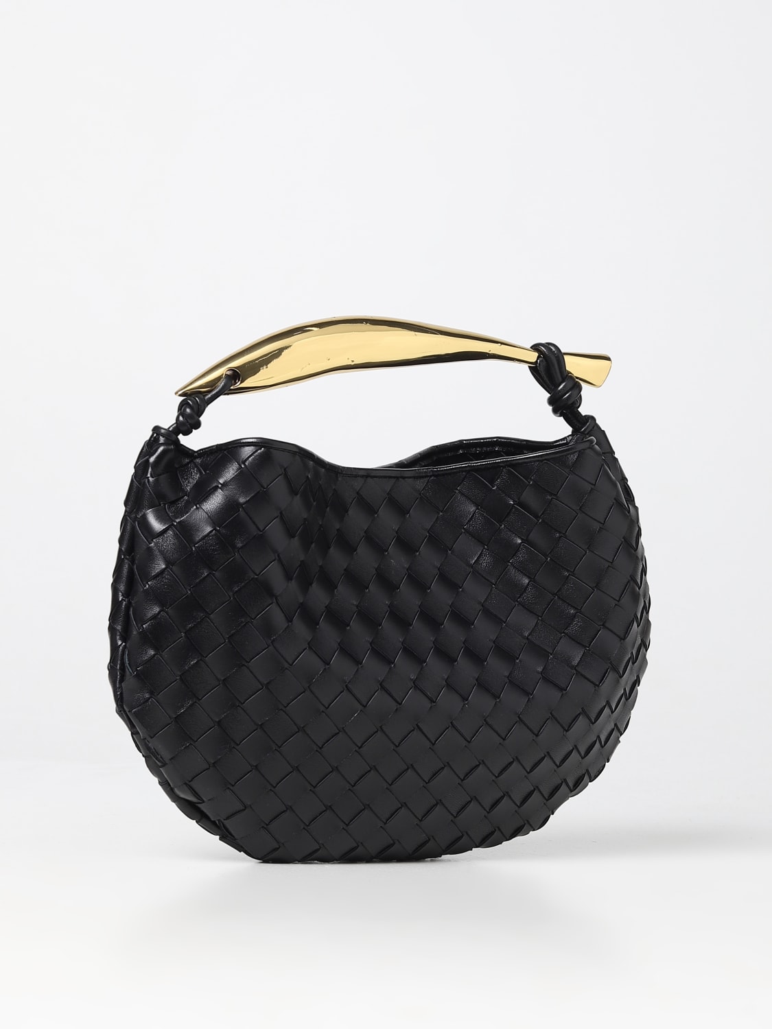 Sardine Mini Leather Shoulder Bag in Black - Bottega Veneta