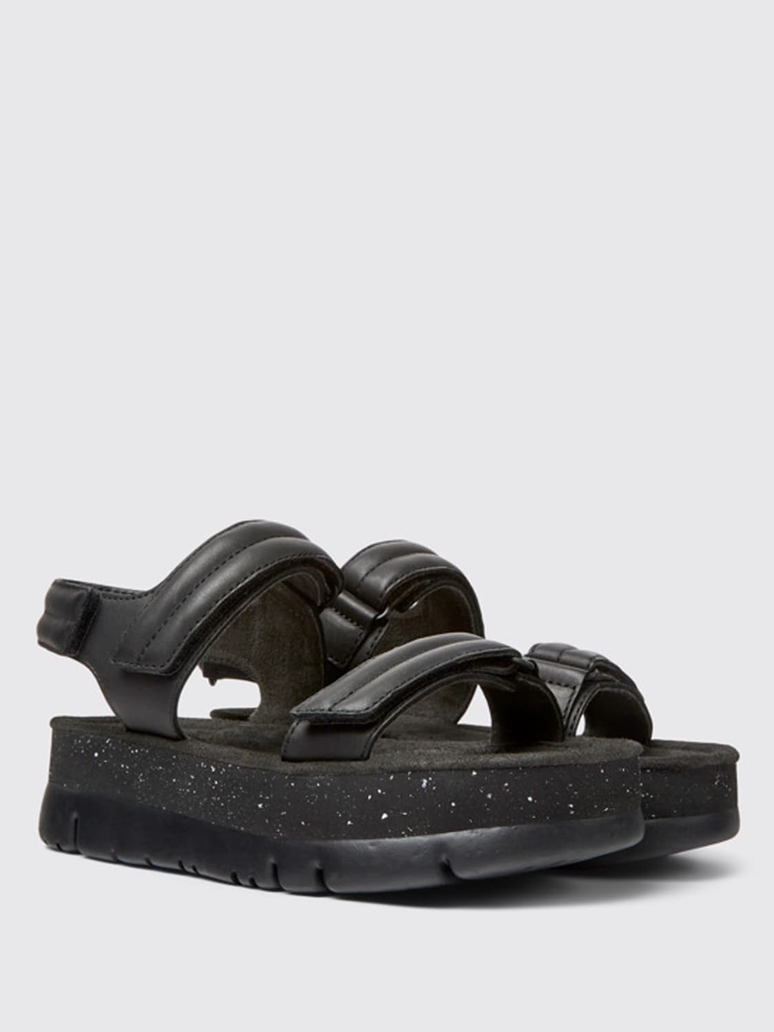CAMPER: Oruga Up sandals in leather - Black | Camper flat sandals ...