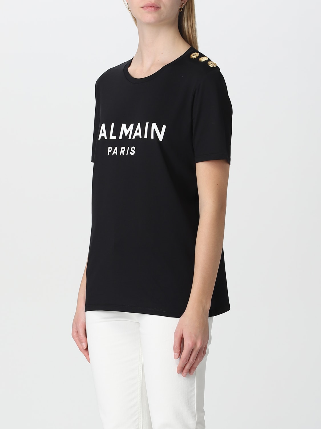 BALMAIN：Tシャツ レディース - ブラック | GIGLIO.COMオンラインの 