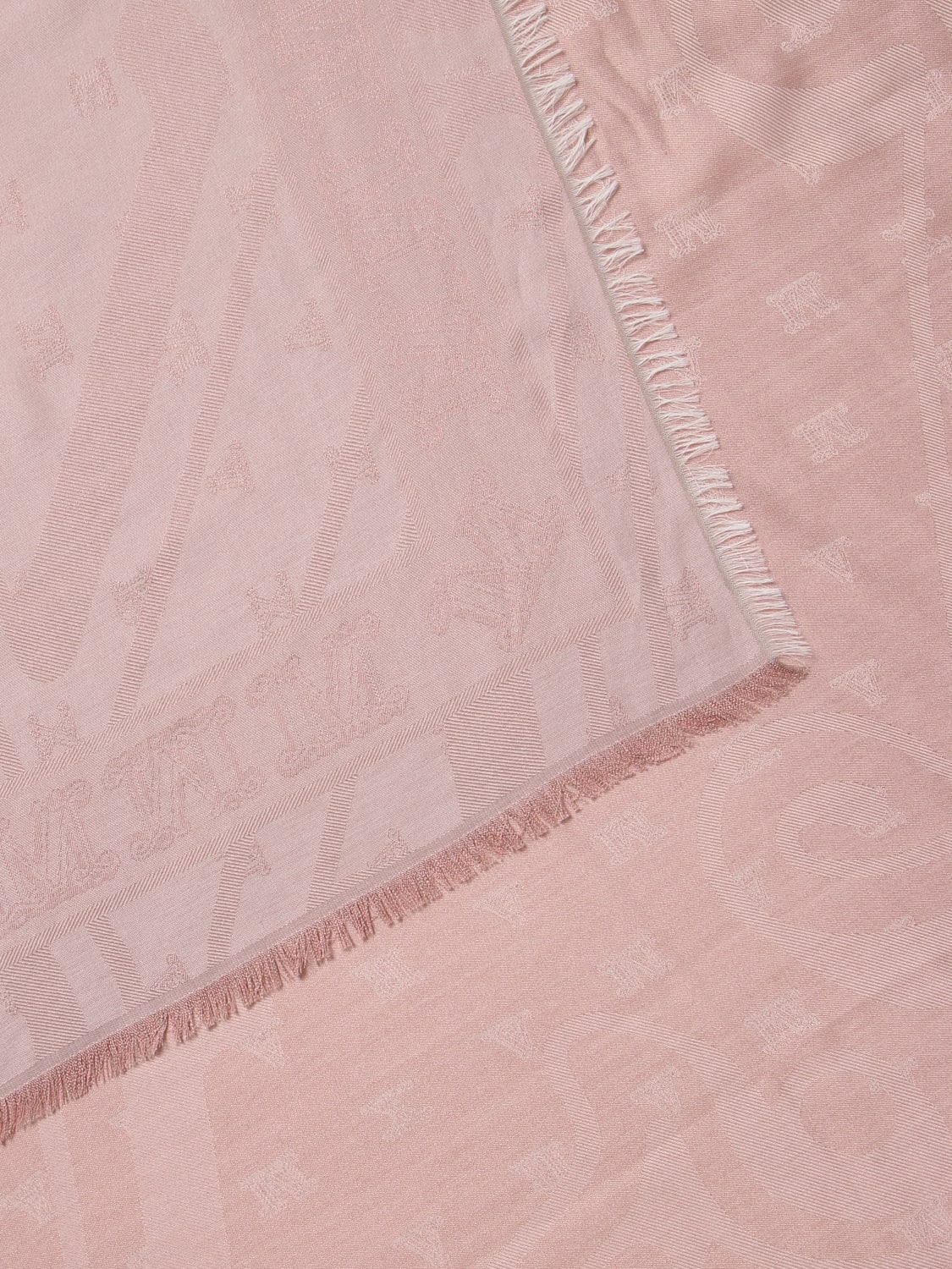 MAX MARA: silk blend scarf with jacquard monogram - Pink