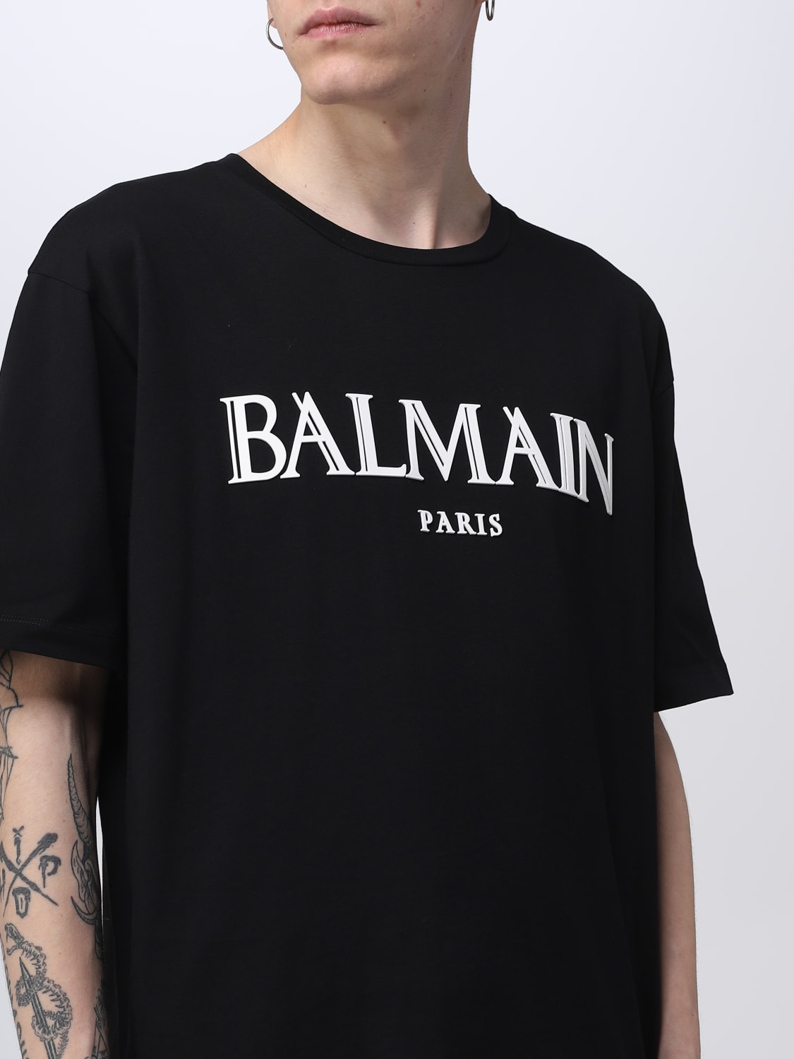 deadlock erotisk systematisk BALMAIN: cotton t-shirt - Black | Balmain t-shirt AH0EG000BC27 online on  GIGLIO.COM