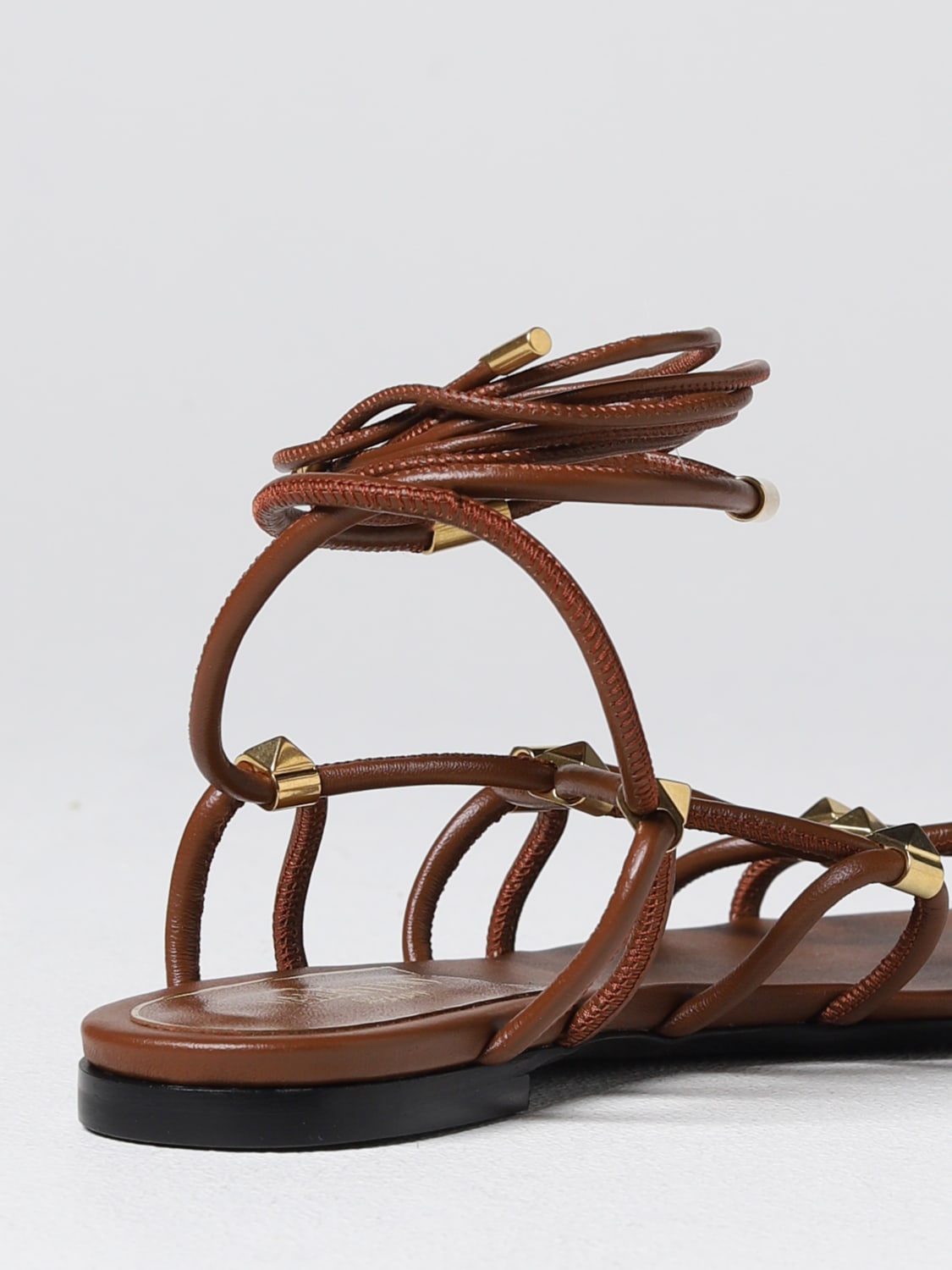 VALENTINO GARAVANI: Rockstud Net sandals in nappa leather - | Valentino Garavani 2W2S0GG6XLX online on GIGLIO.COM