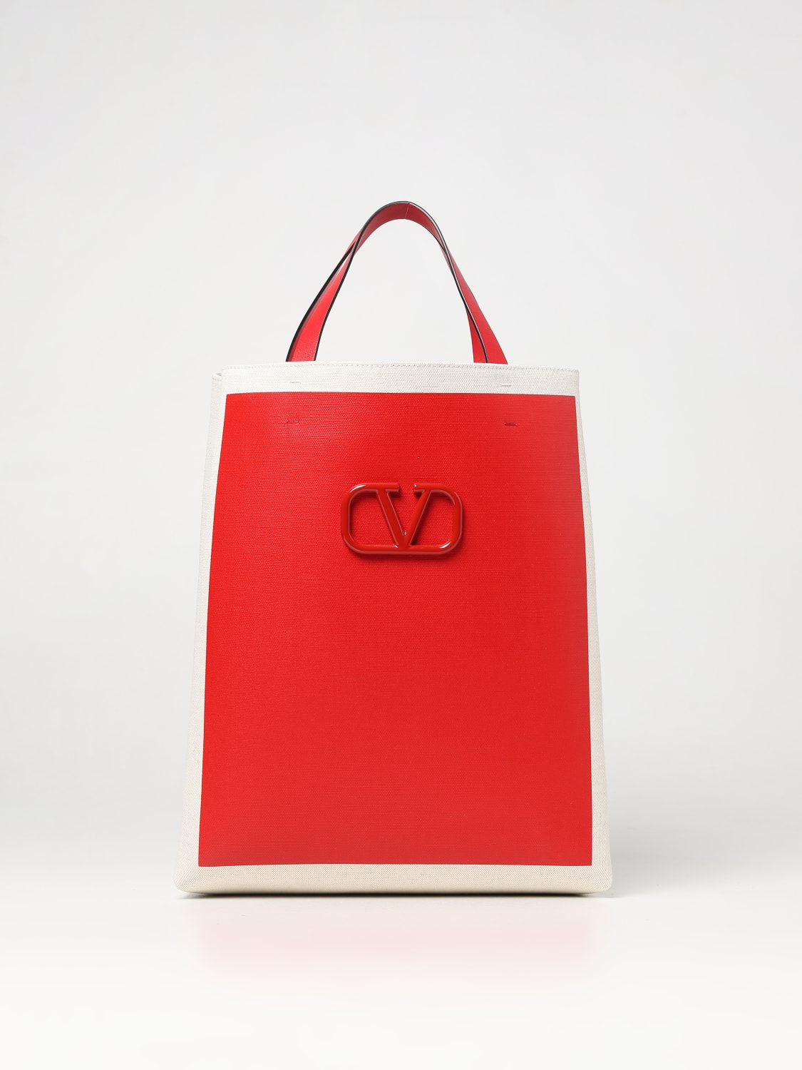 Valentino Garavani V-logo Signature Small Tote Bag In Beige