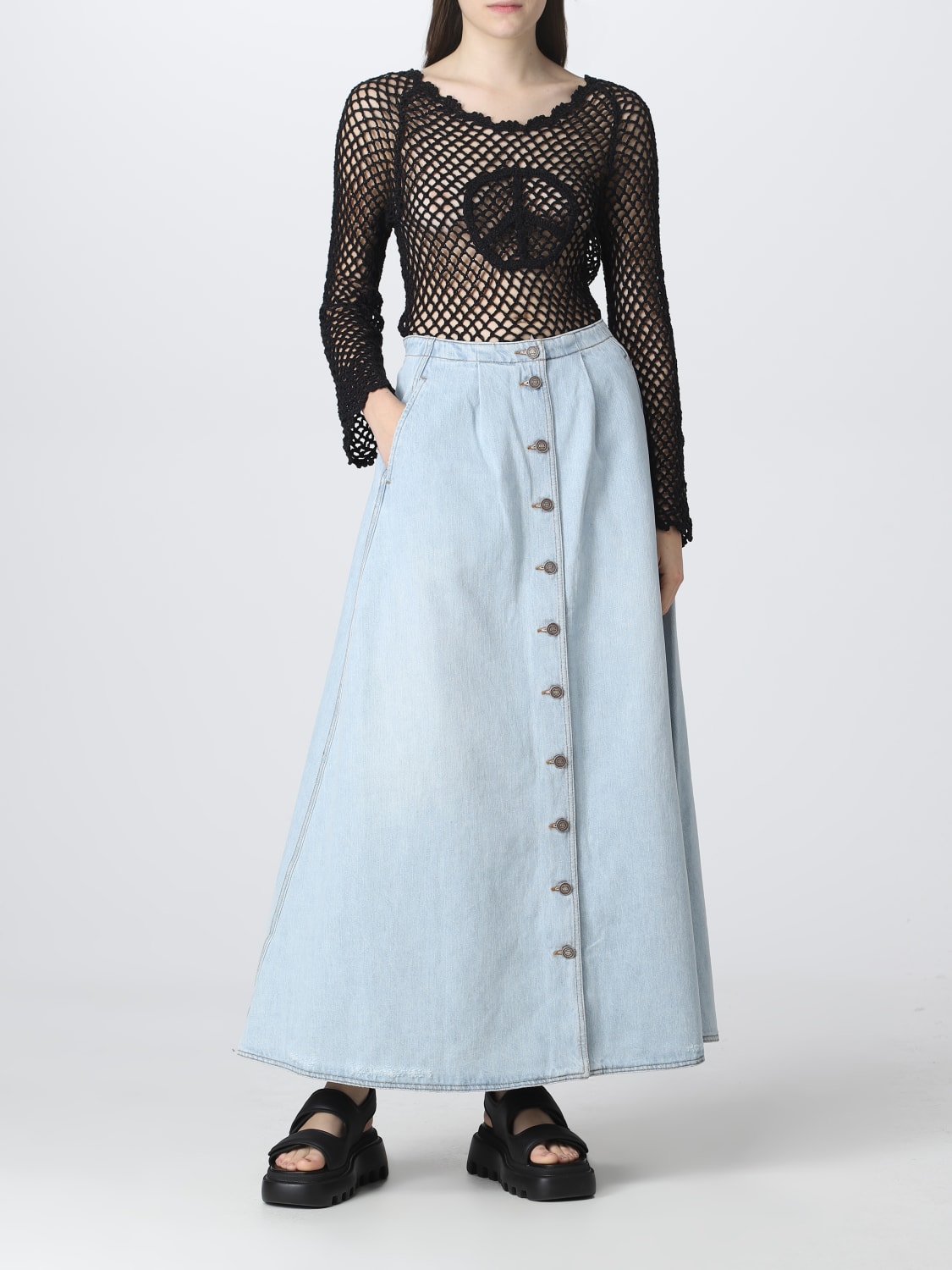 ERL: skirt for woman - Gnawed Blue | Erl skirt ERL06S103 online at ...