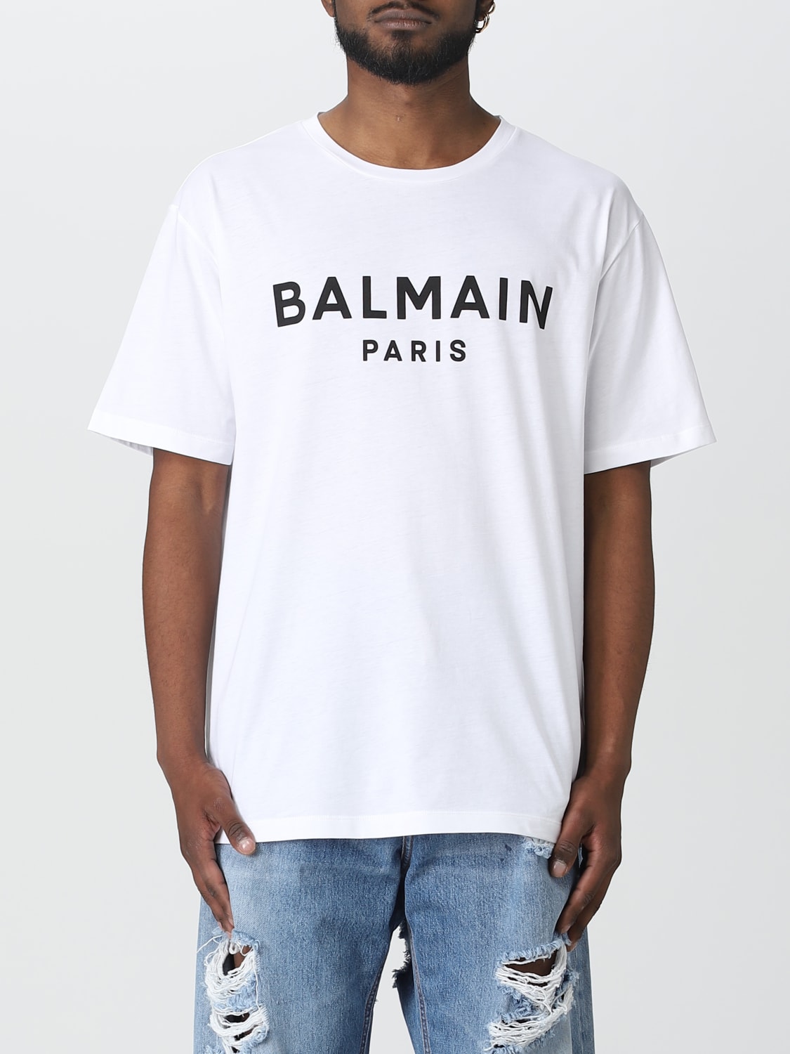 ハイクオリティ BALMAIN バルマン 半袖Tシャツ 2022年春夏新作 XH1EH015 BB15 GAB メンズ クルーネック ロゴ WHITE  ホワイト