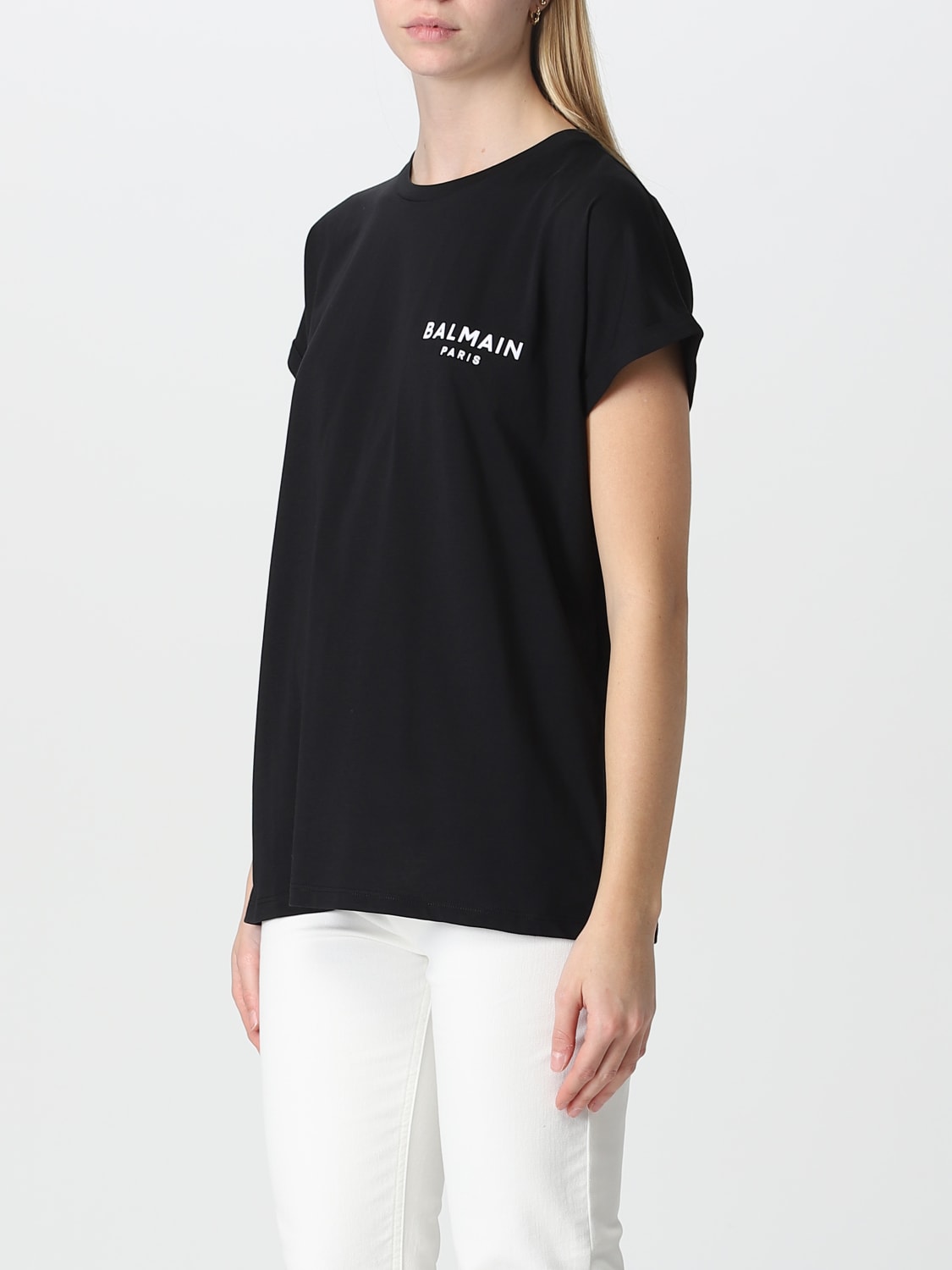 BALMAIN: t-shirt in organic cotton Black | Balmain t-shirt AF0EF010BB01 online GIGLIO.COM